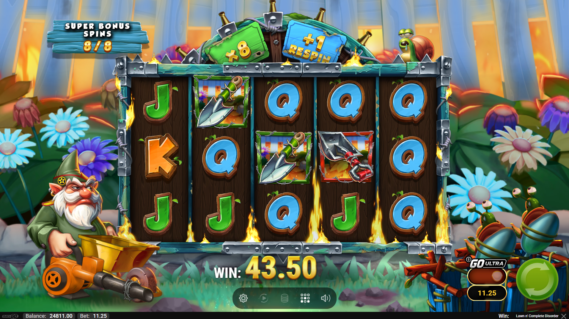 Lawn N' Complete Disorder Super Bonus Spins mode