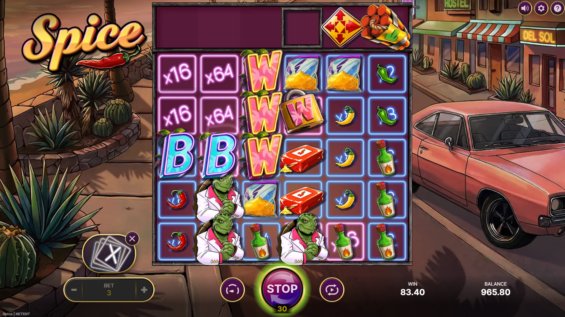 Spice slot Base Multiplier Layer Elevate Feature showing multipliers on all positions