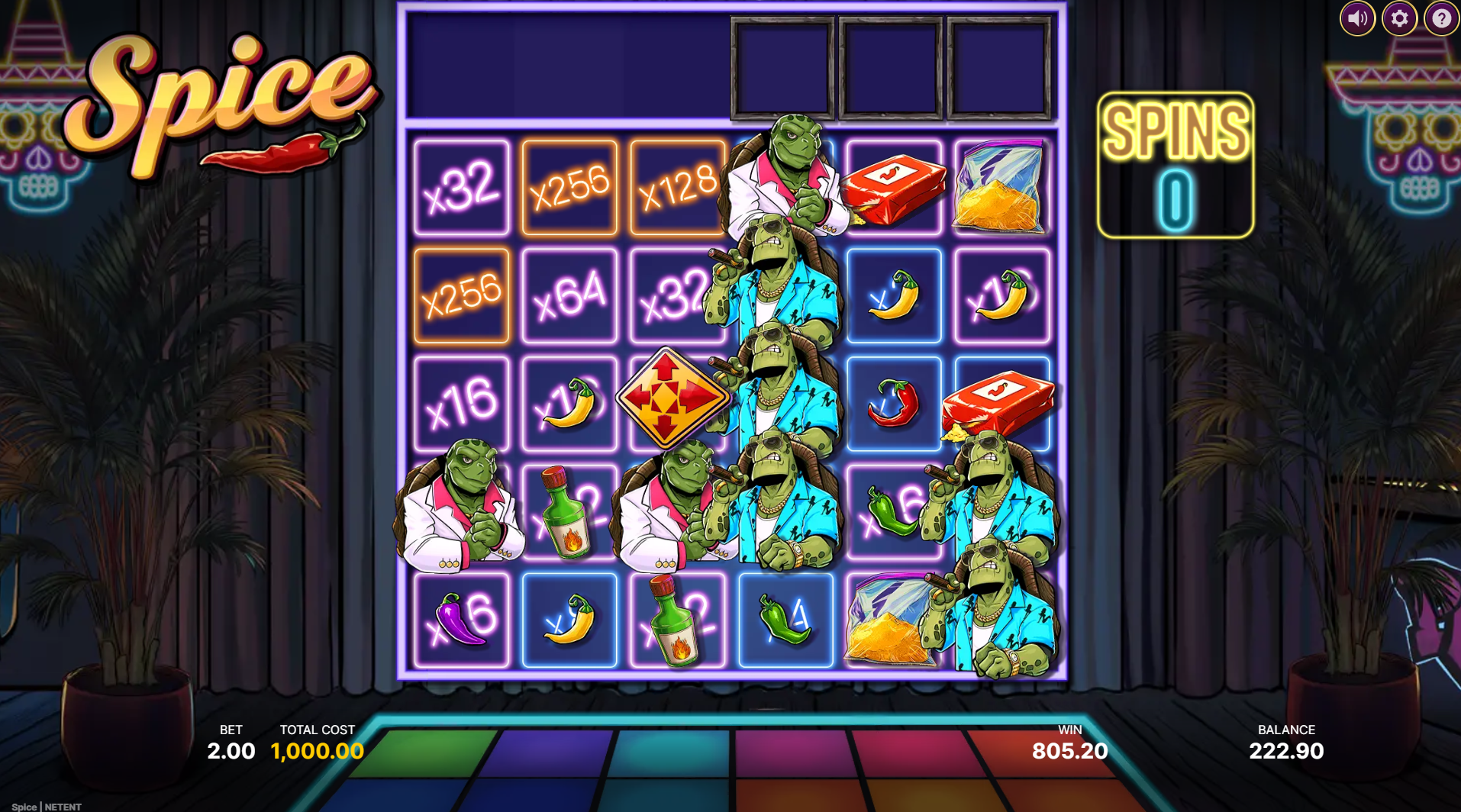 Spice slot Super Free Spins bonus round with enhanced multipliers