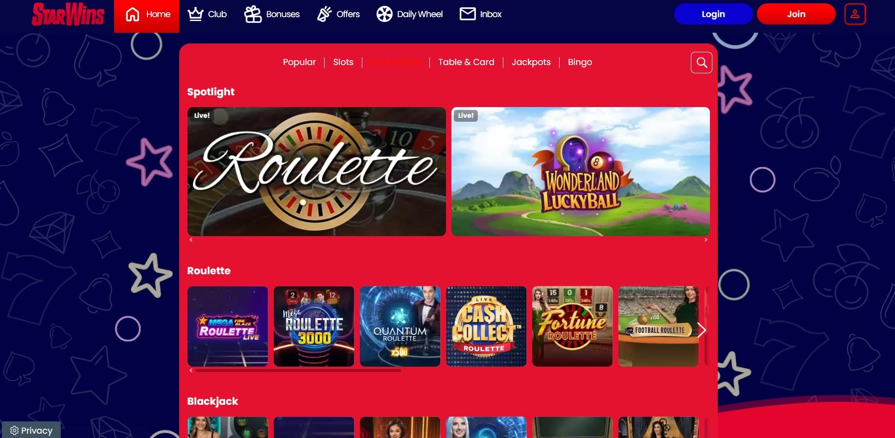 Star Wins Live Casino