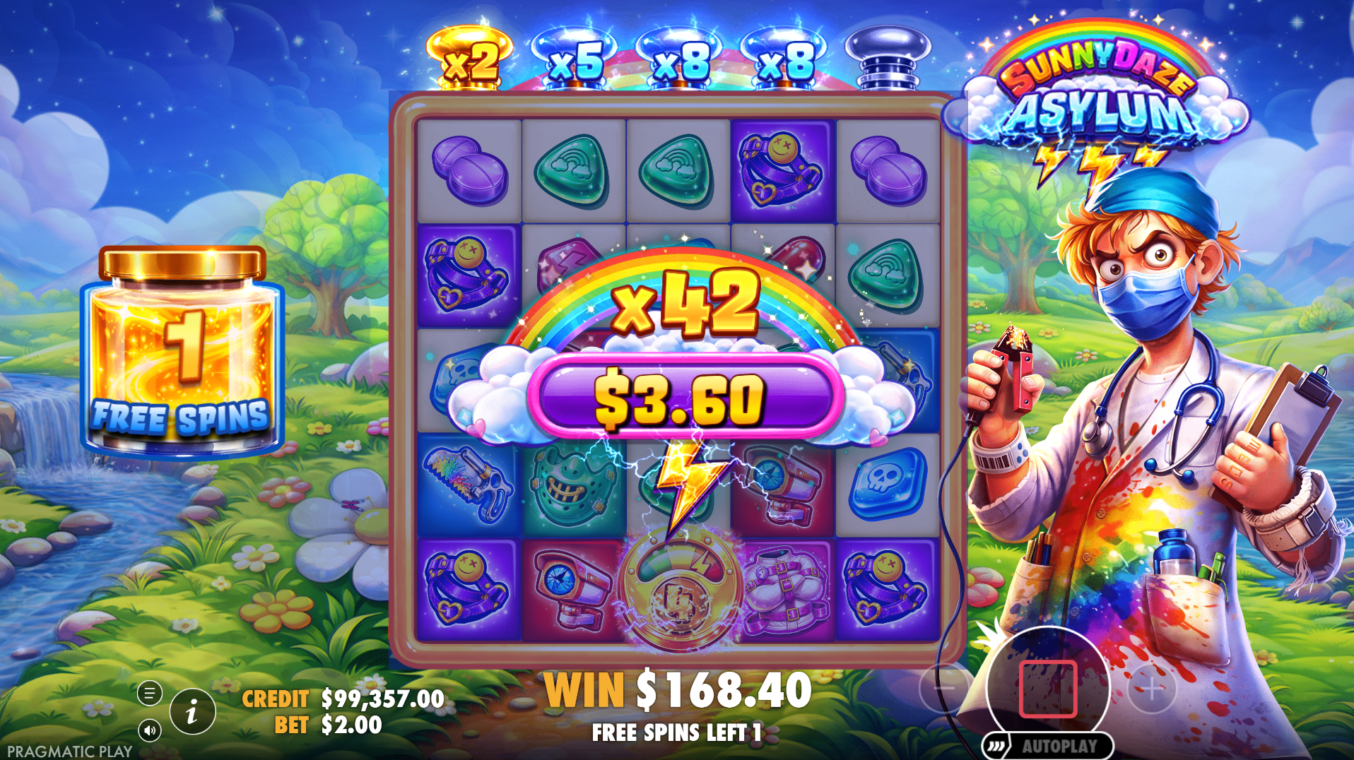 Sunnydaze Asylum Super Free Spins 1 bonus round