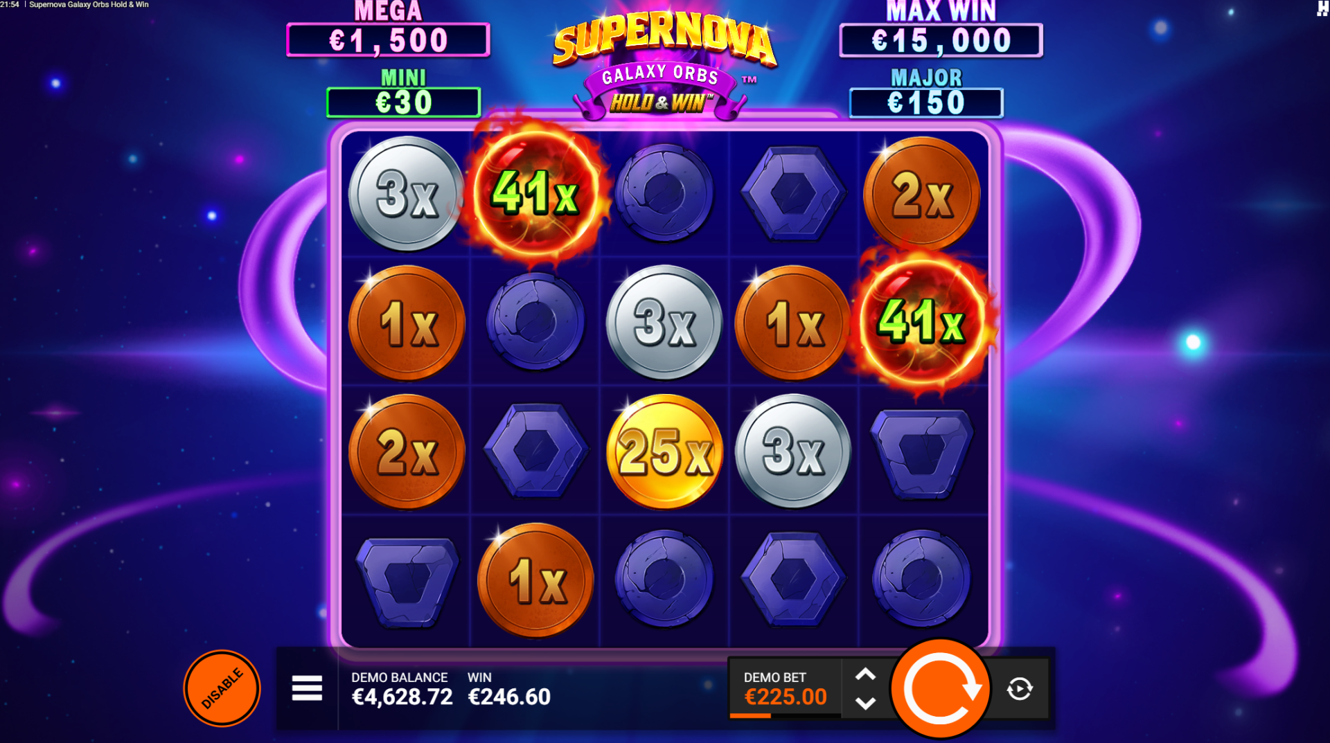 Supernova Galaxy Orbs Cosmic FeatureSpins bonus mode
