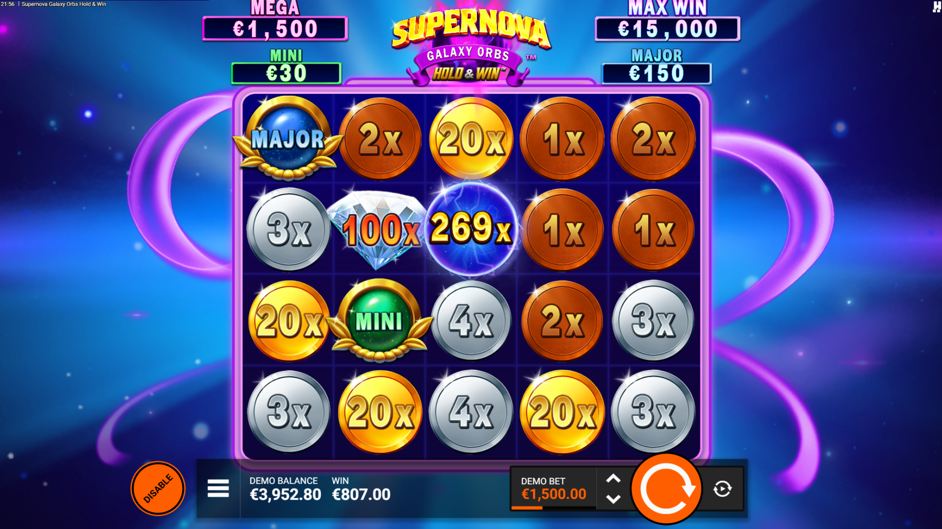 Supernova Galaxy Orbs Galactic FeatureSpins bonus mode