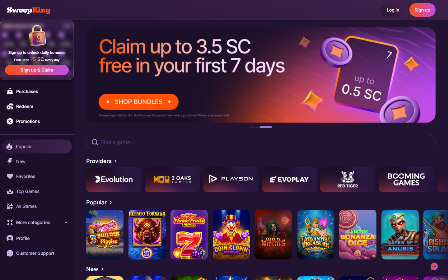 Sweep King Providers and Popular Games