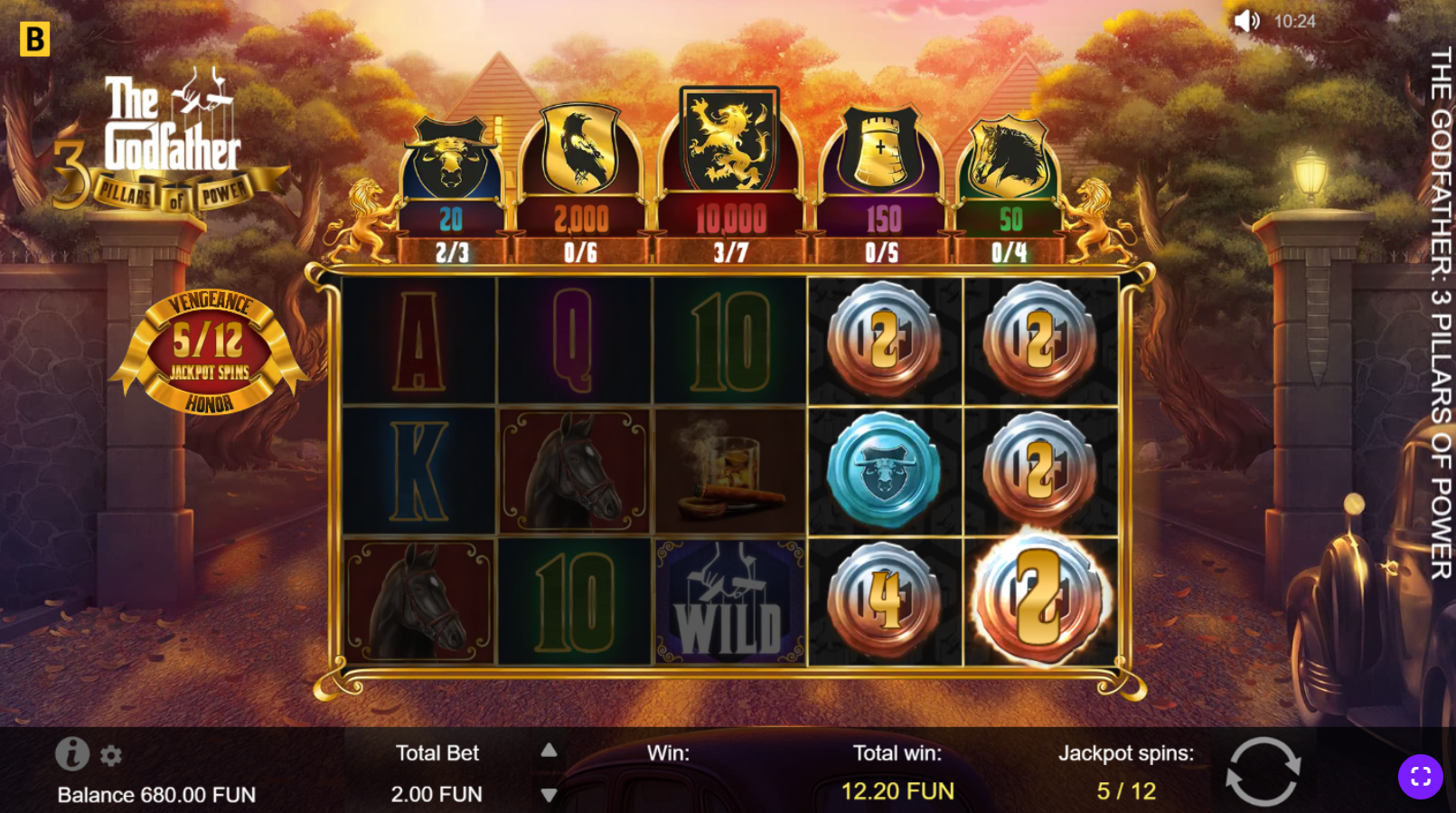 The Godfather 3 Pillars of Power Jackpot Tokens during Vengeance Jackpot Spins