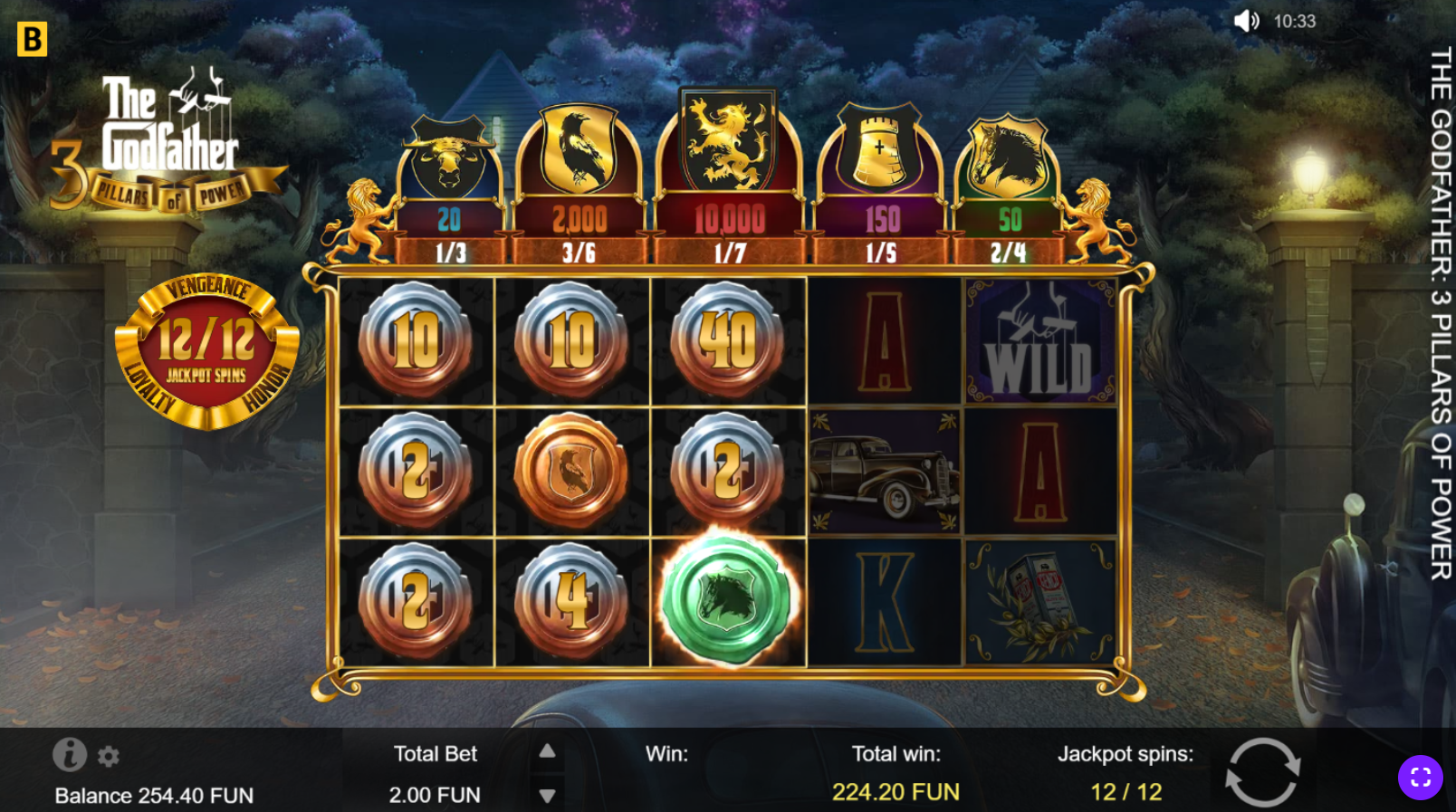 The Godfather 3 Pillars of Power Super Bonus combined round