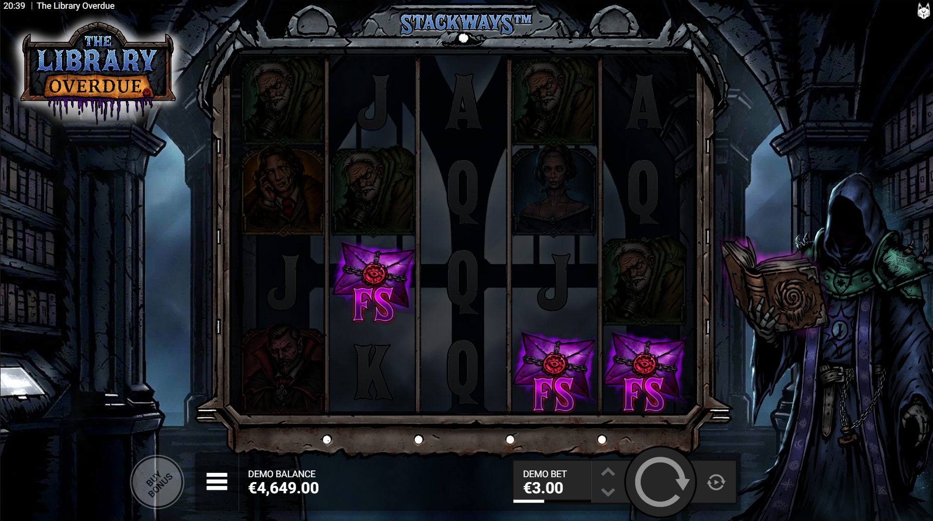 The Library Overdue free spin expanding symbols during bonus round