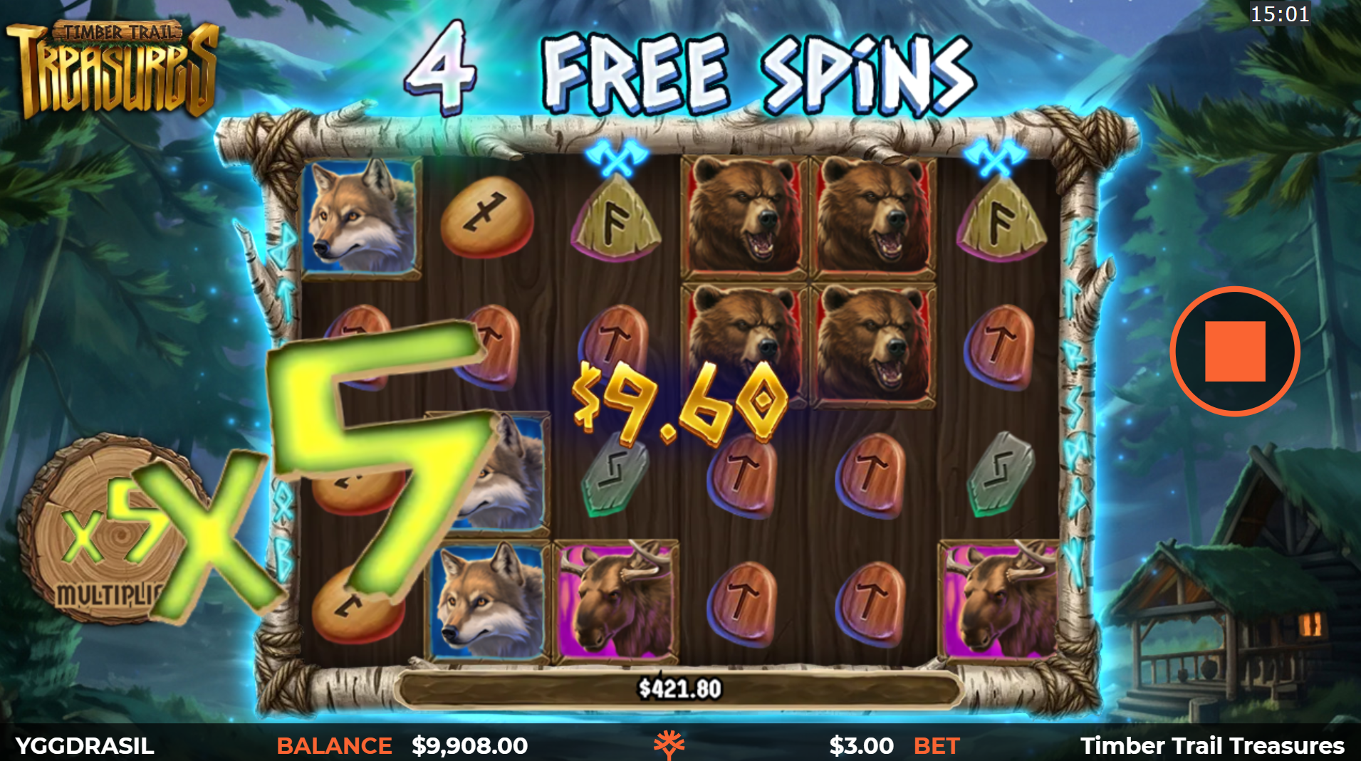 Timber Trail Treasures slot bonus feature screenshot