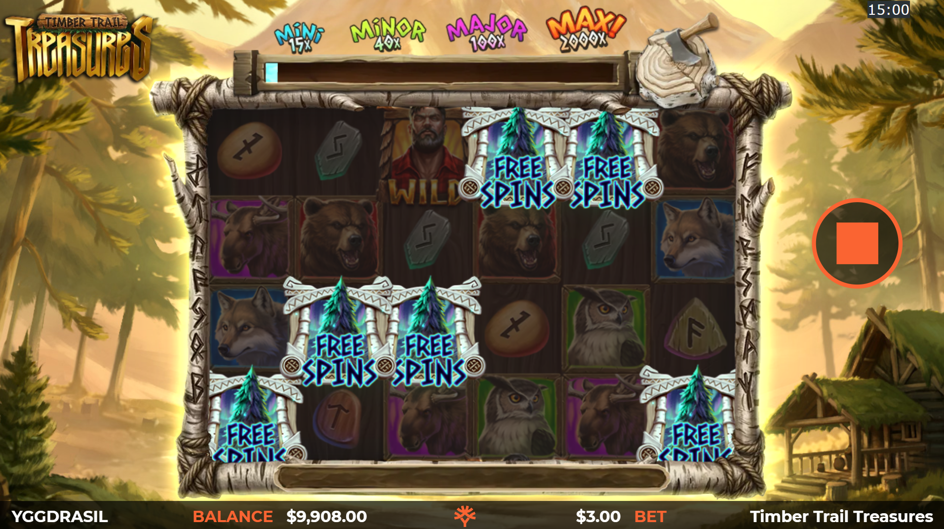 Timber Trail Treasures slot free spins symbols screenshot