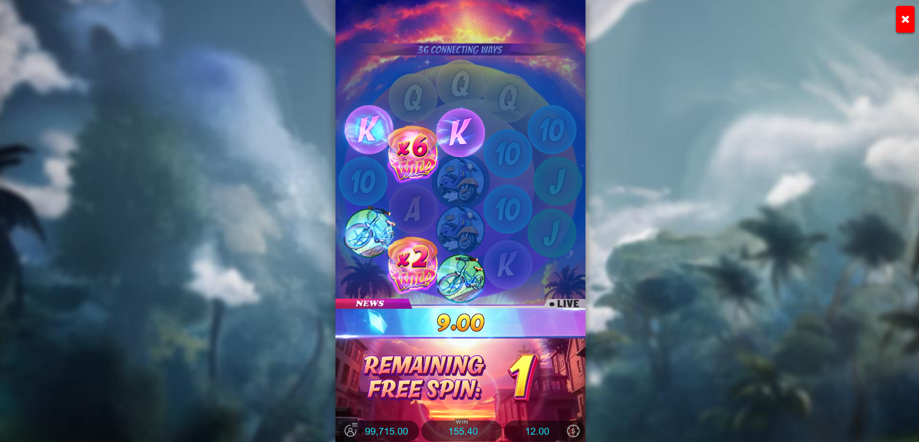 Tornado Rampage Free Spins feature in play with Golden Wild multipliers on the reels