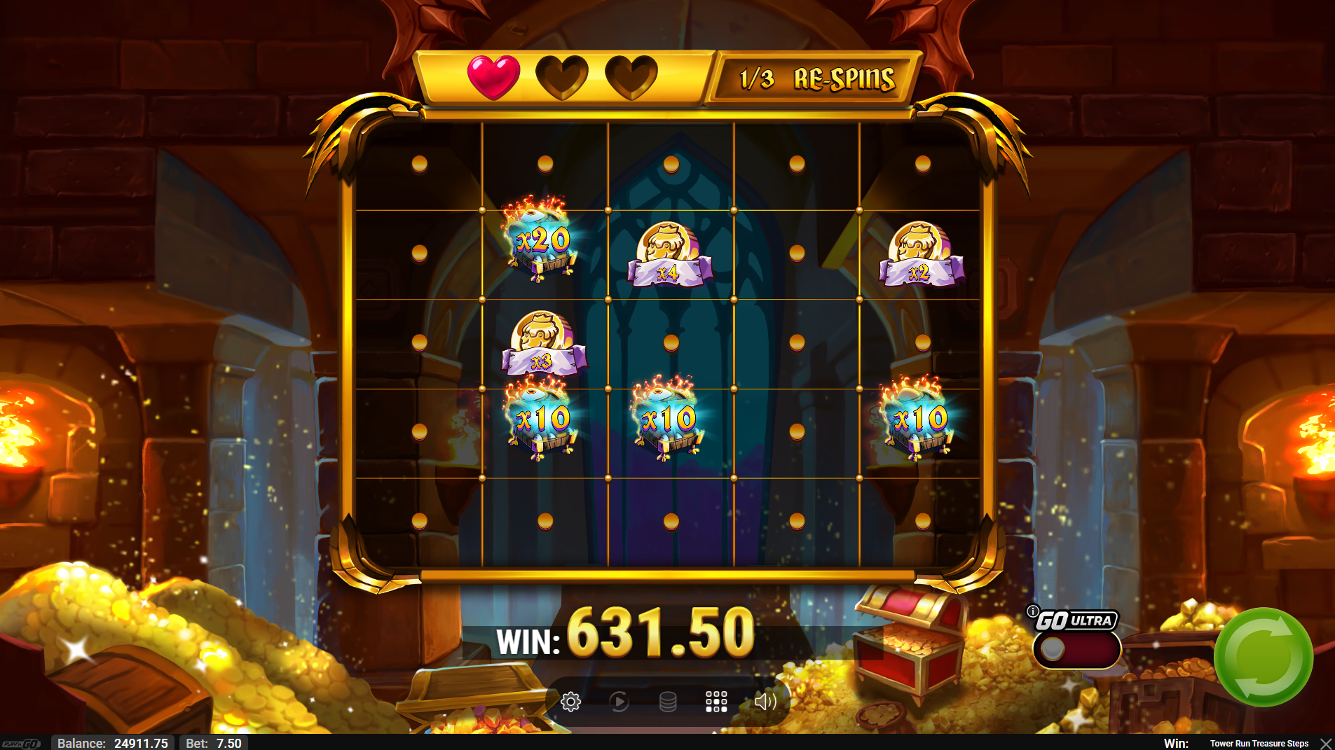 Tower Run Treasure Steps Hold and Spin Treasure Room feature