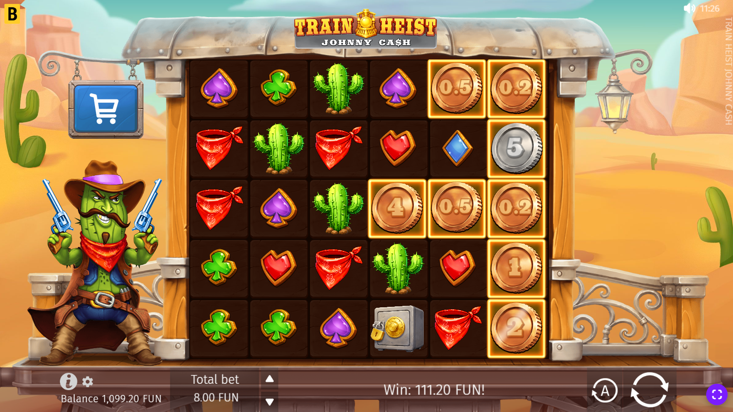 Train Heist Johnny Cash coin modifiers - Bronze, Silver and Gold coins on the reels