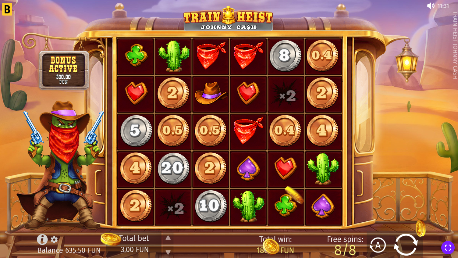 Train Heist Johnny Cash Free Spins bonus round screenshot