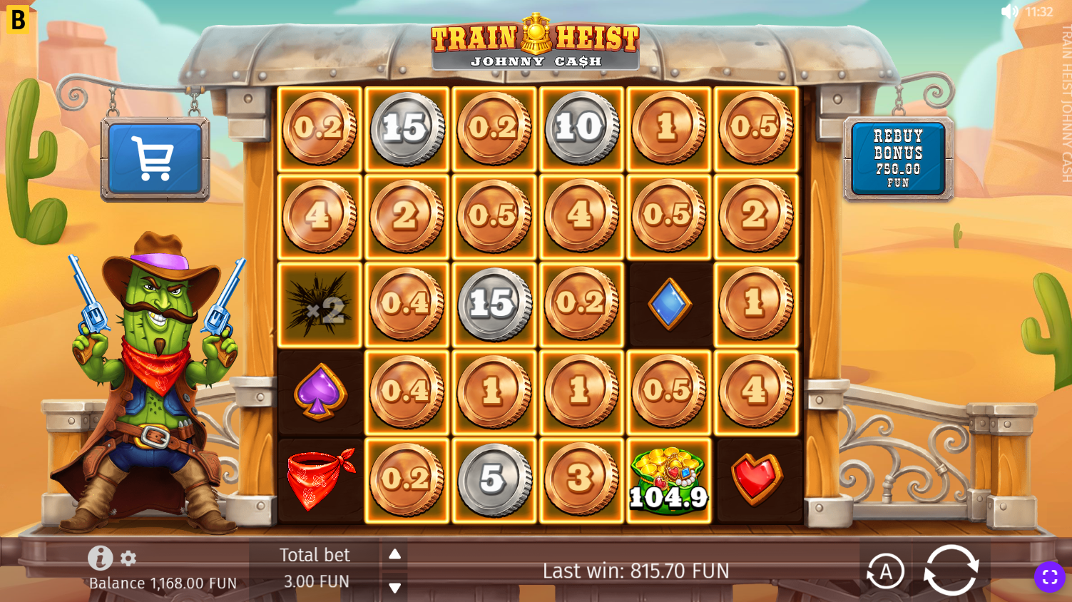 Train Heist Johnny Cash Super Free Spins bonus round screenshot