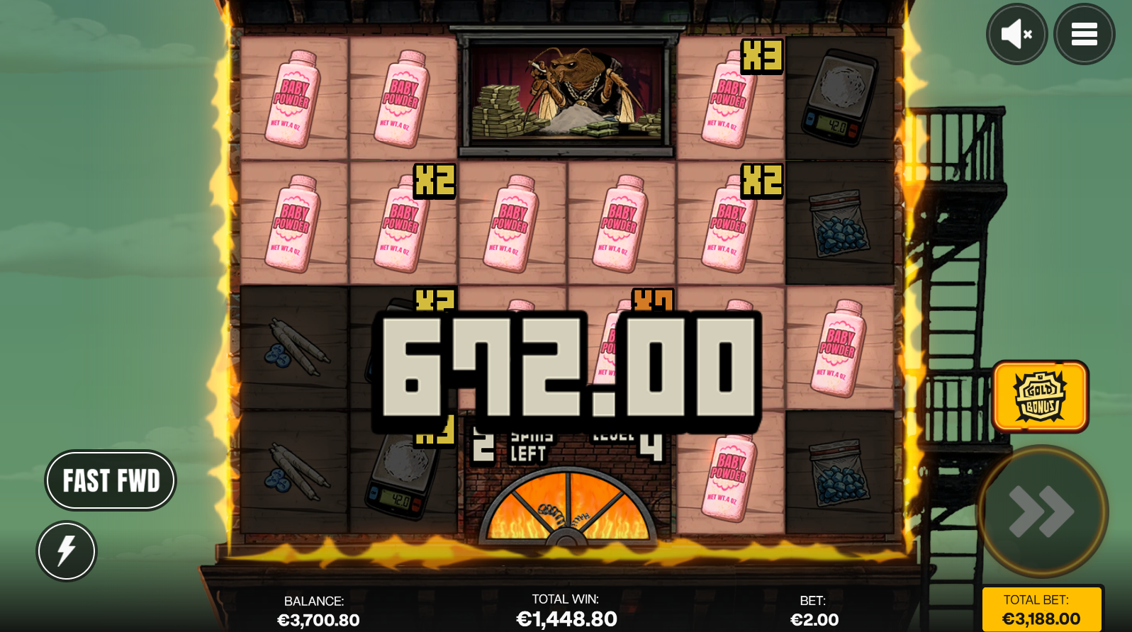 Trap Tower Gold Bonus buy option at 1,594x base bet