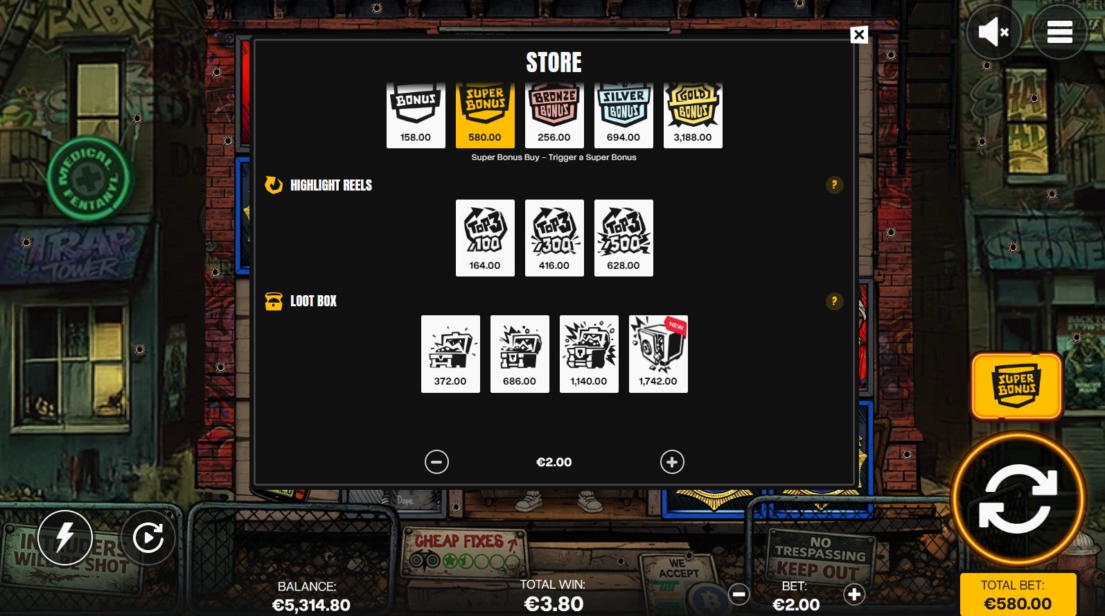 Trap Tower Loot Box bonus buy options screen