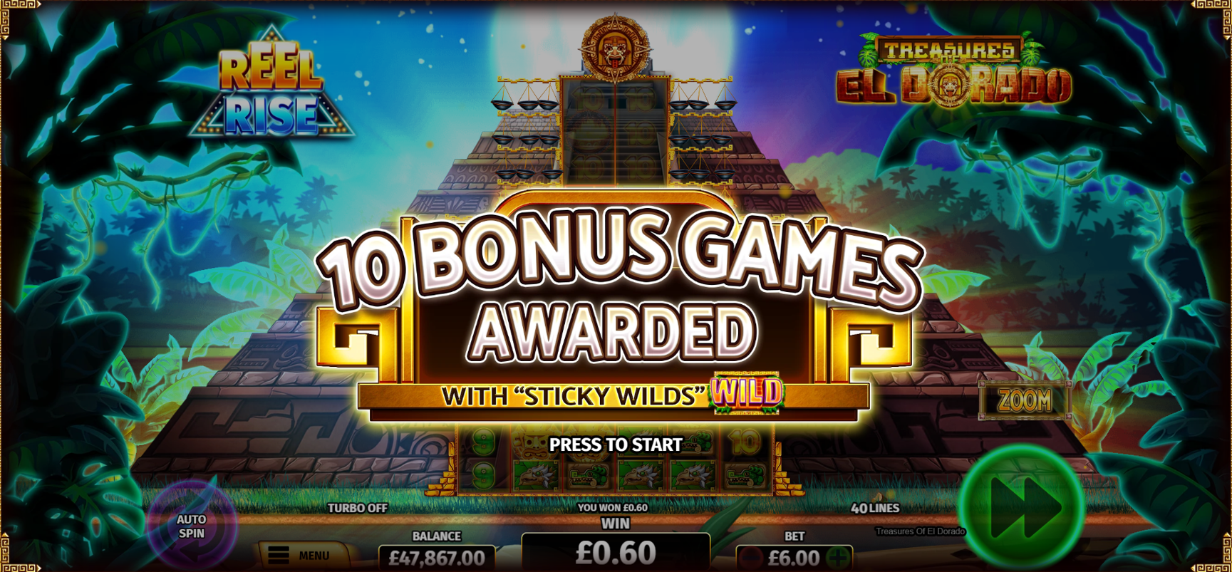 Treasures of El Dorado free spins trigger with scatter symbols landing