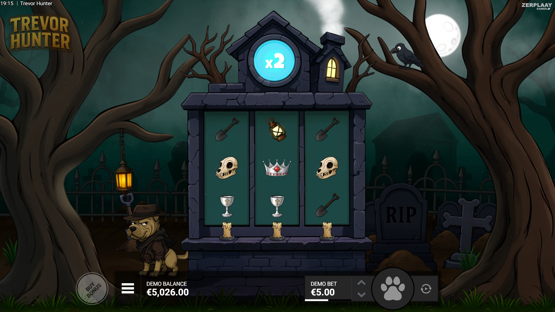 Trevor Hunter base game - 3x3 grid with candle progression mechanic