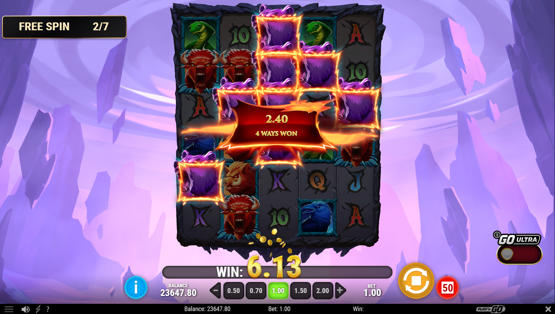 Triple Beasts of Fortune Free Spins in play