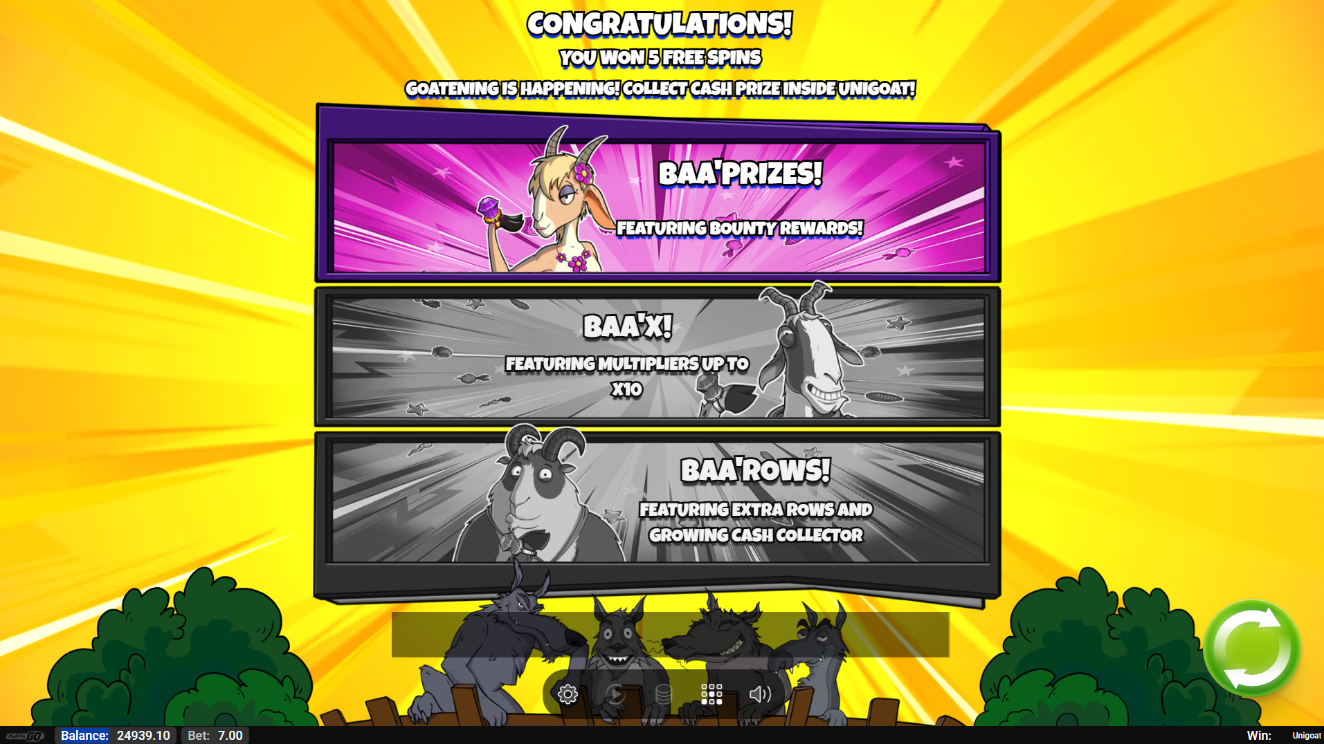 Unigoat BAA bonus round in progress