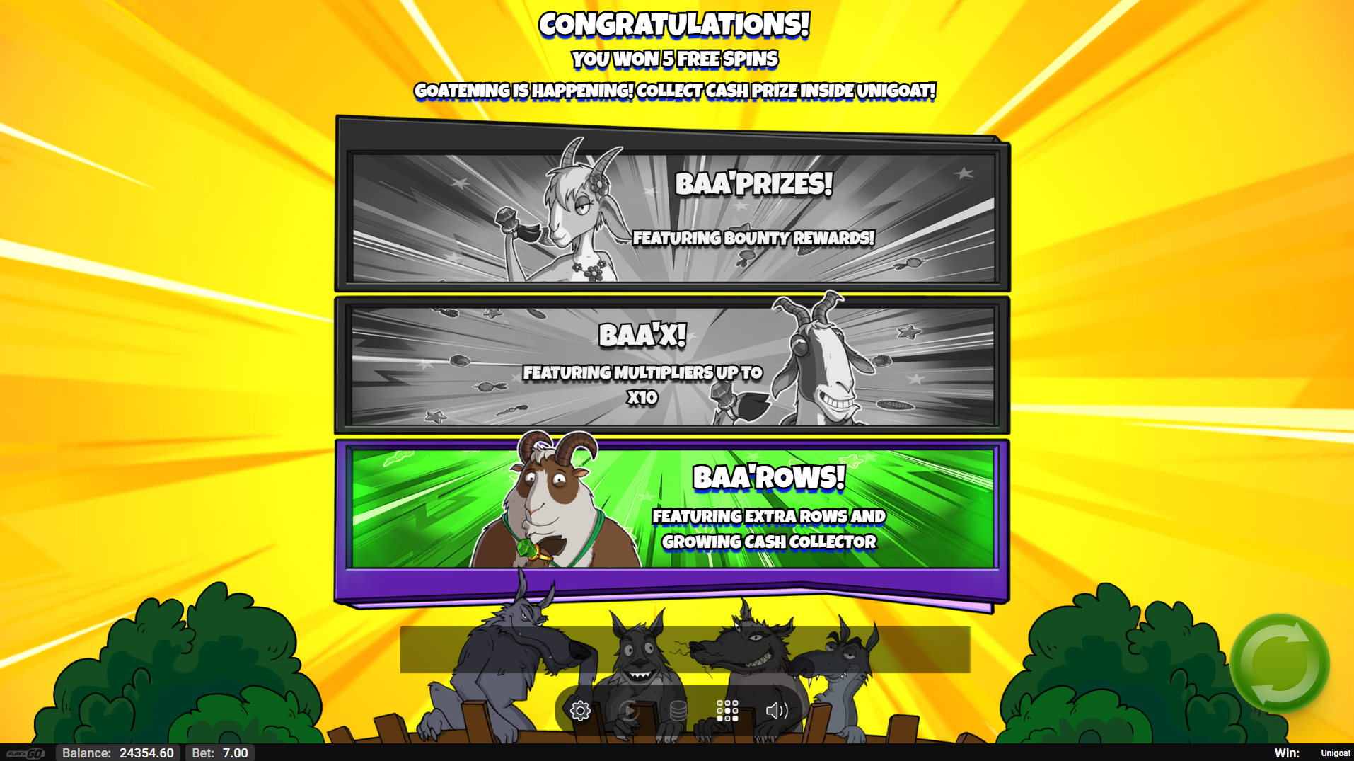 Unigoat BAA-ROWS bonus round