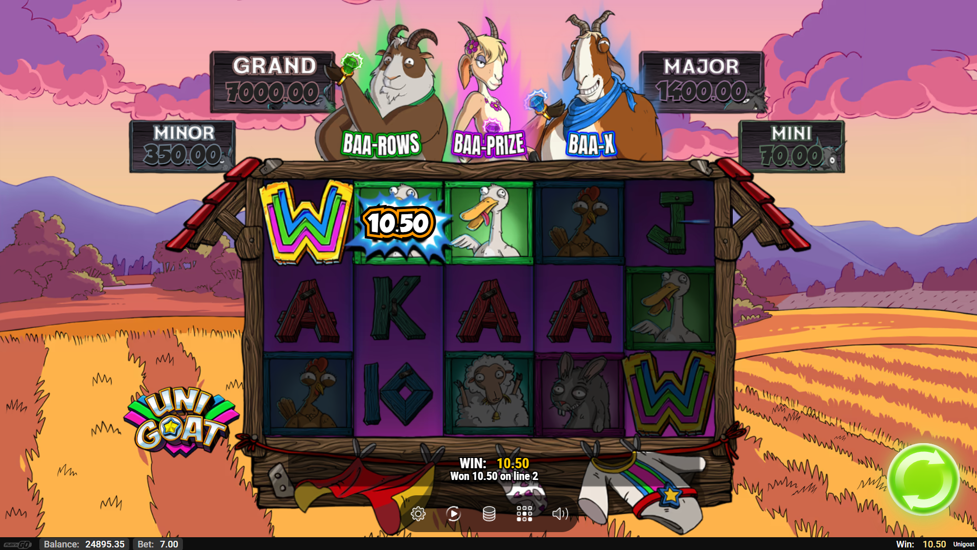 Unigoat wild symbols on the reels
