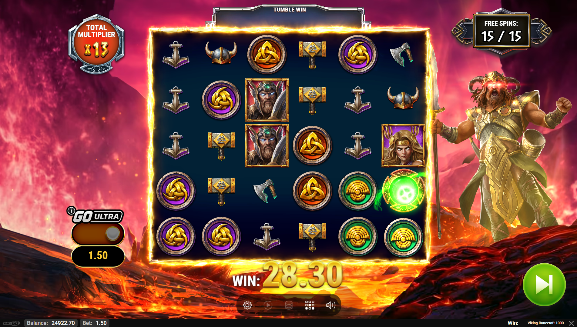 Viking Runecraft 1000 Free Spins in play with cumulative multipliers active