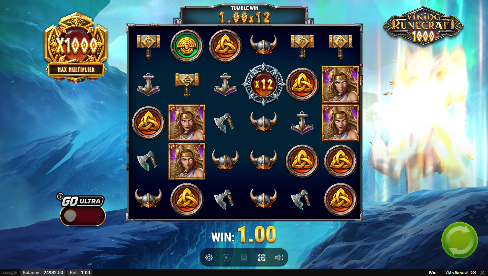 Viking Runecraft 1000 multiplier feature showing X1000 maximum multiplier symbol