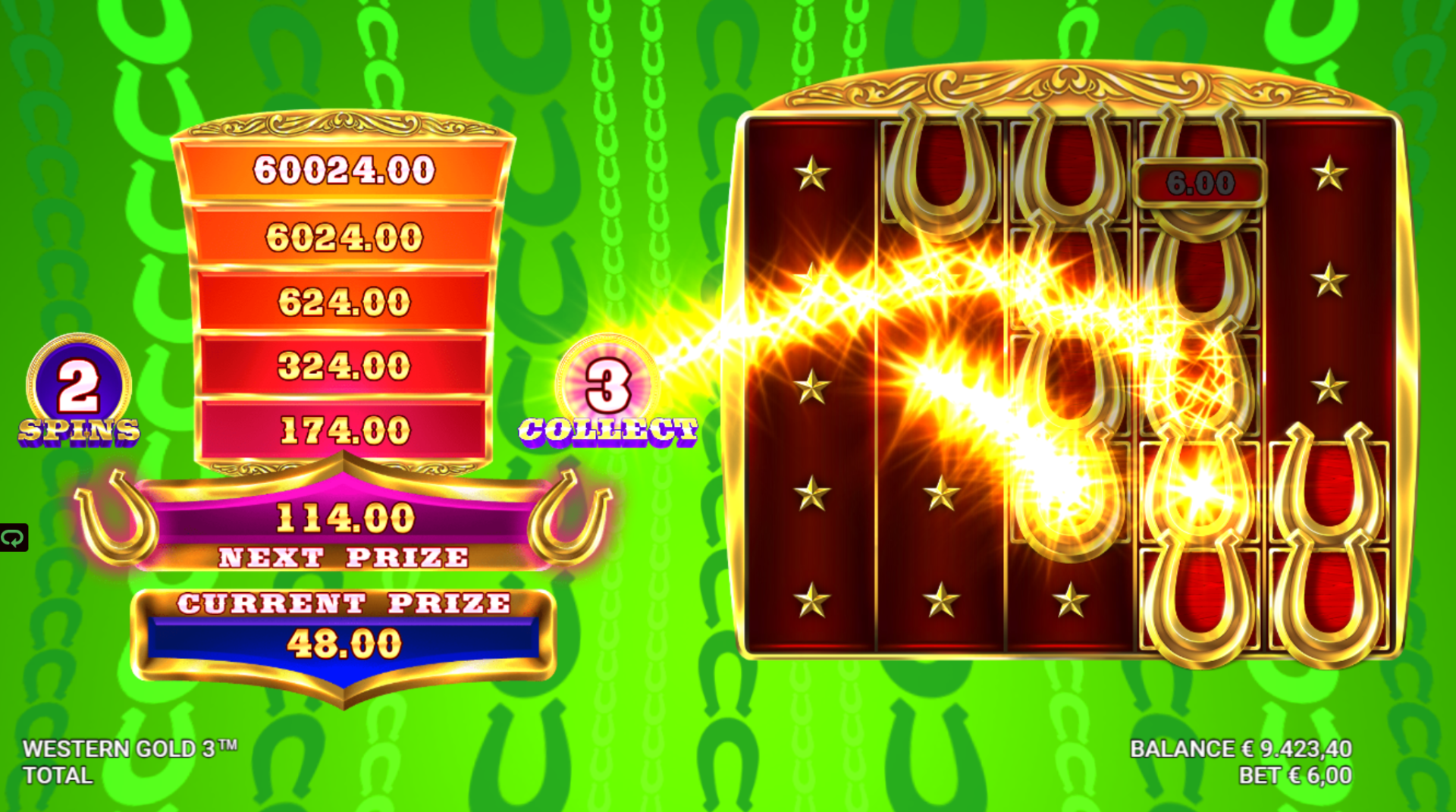 Western Gold 3 Cash Bonus feature screenshot