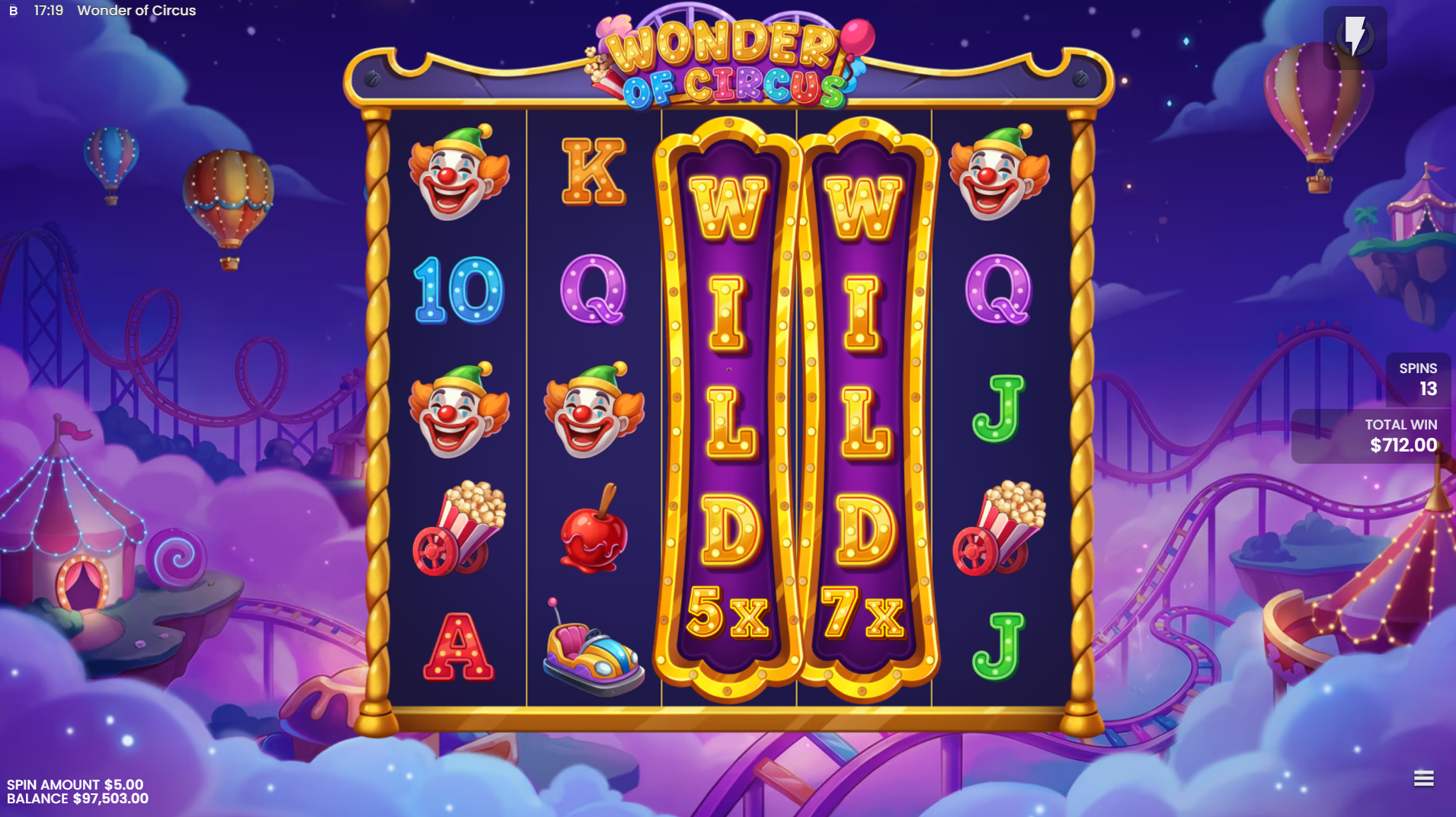 Wonder of Circus Wheel Bonanza free spins bonus round