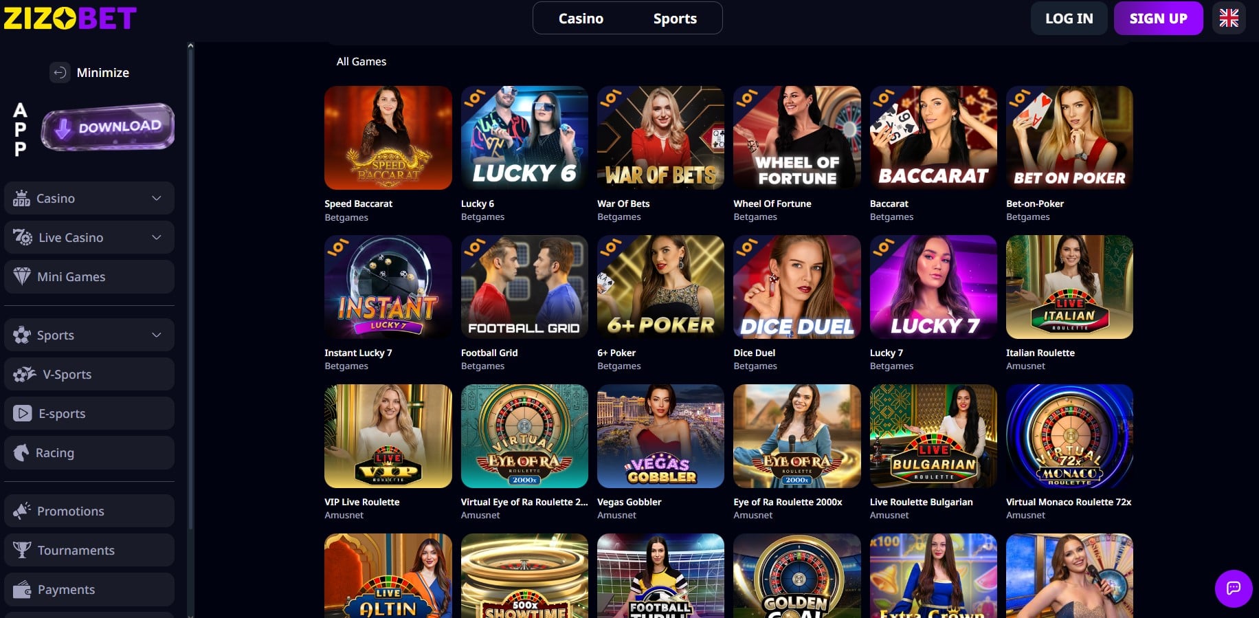 Zizobet Live Casino