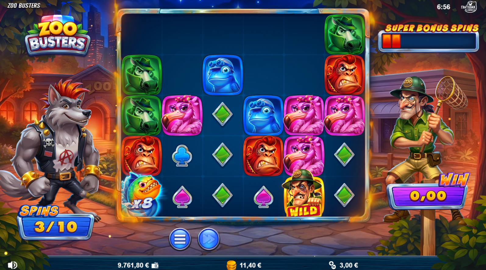 Zoo Busters Piranha Shelling feature clearing positions and multiplying wins