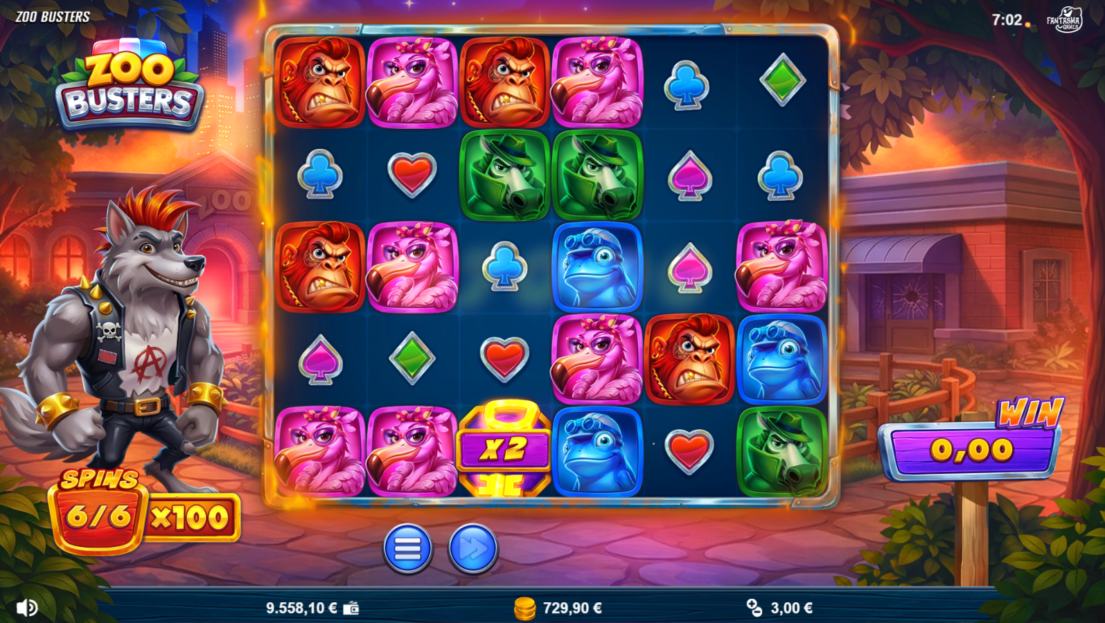 Zoo Busters Super Bonus Spins feature with guaranteed multipliers