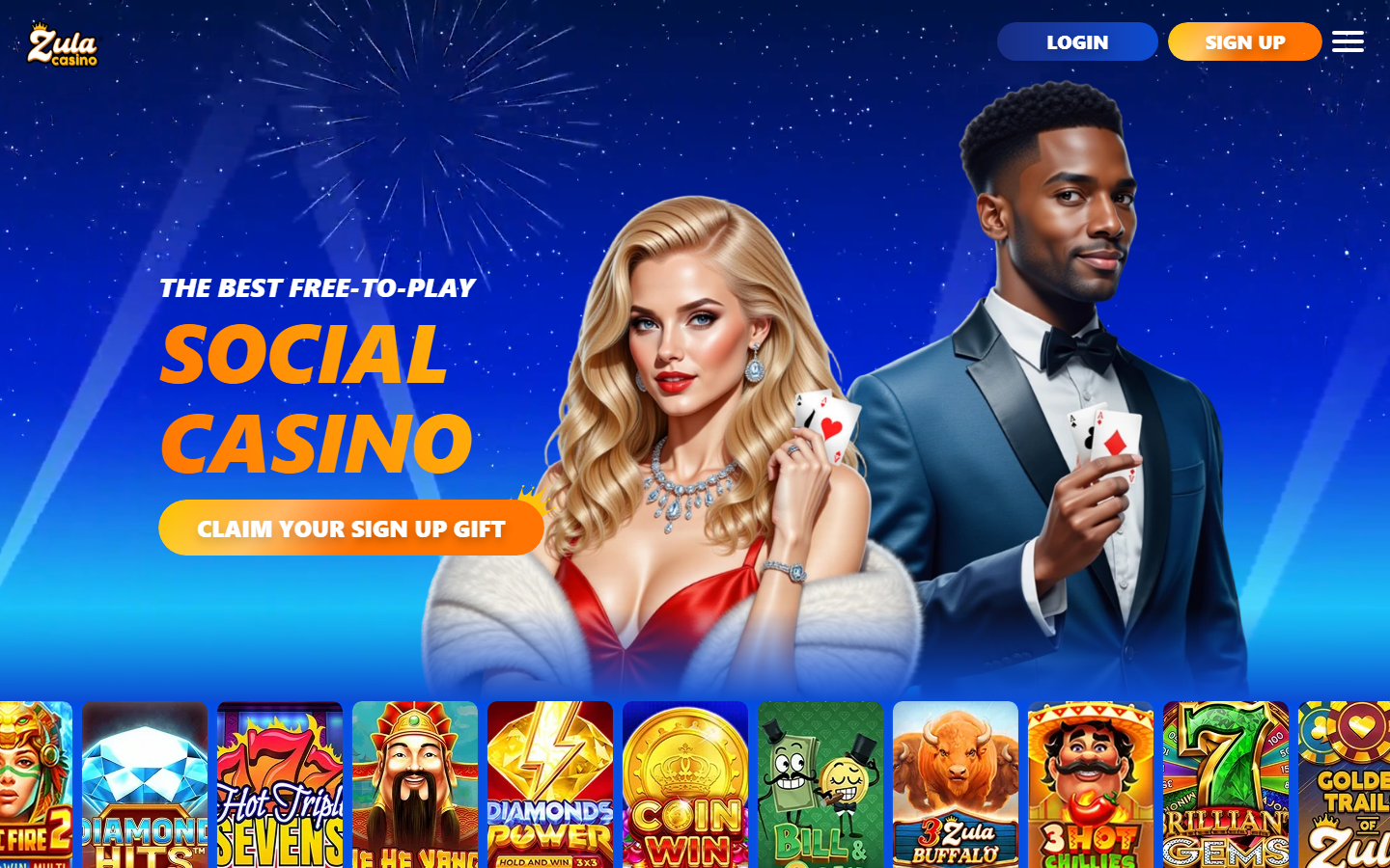 Zula Casino Homepage