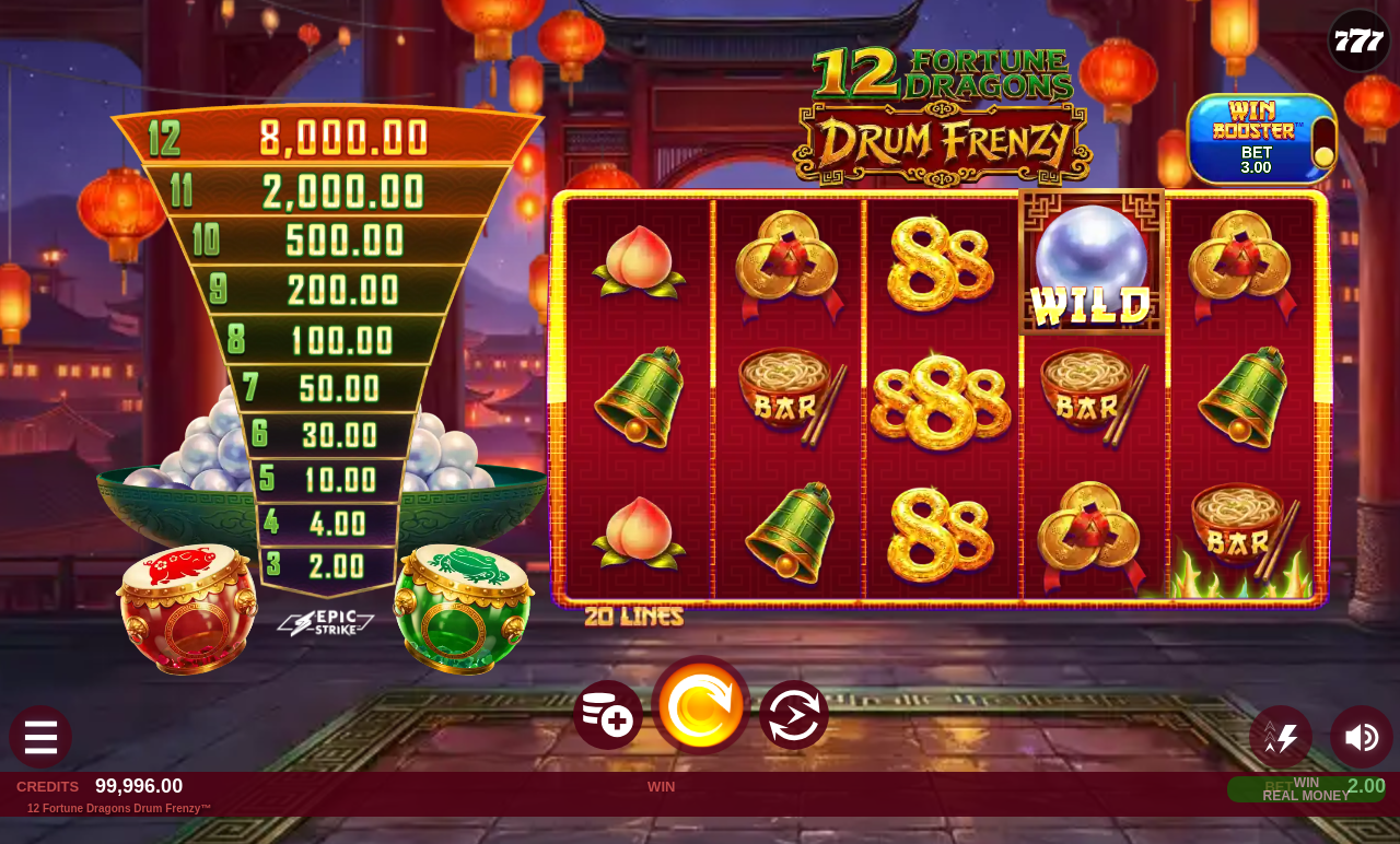 12 Fortune Dragons Drum Frenzy gameplay