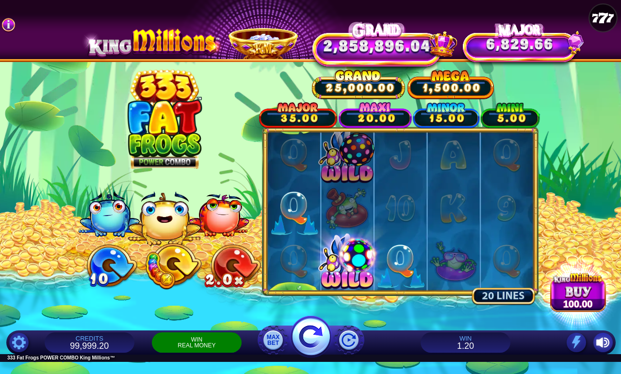 333 Fat Frogs POWER COMBO King Millions base game