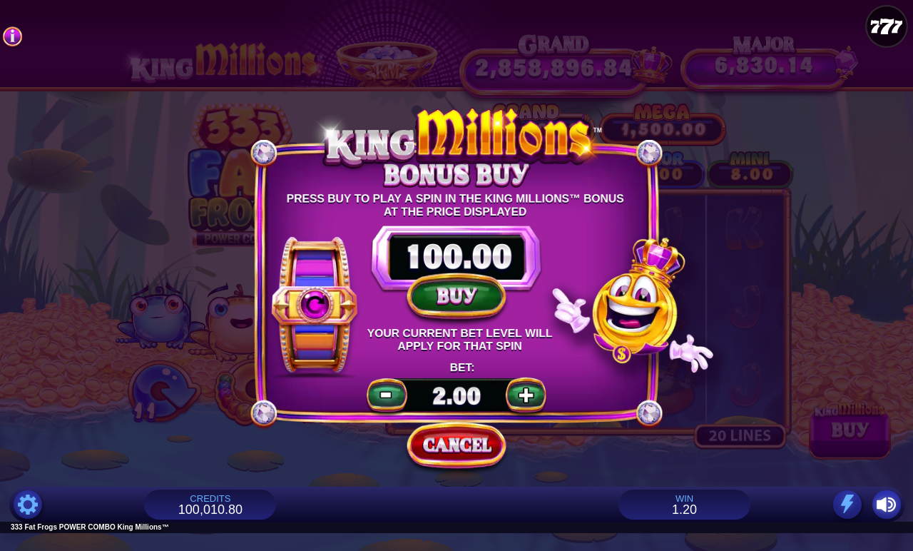 333 Fat Frogs POWER COMBO King Millions bonus buy