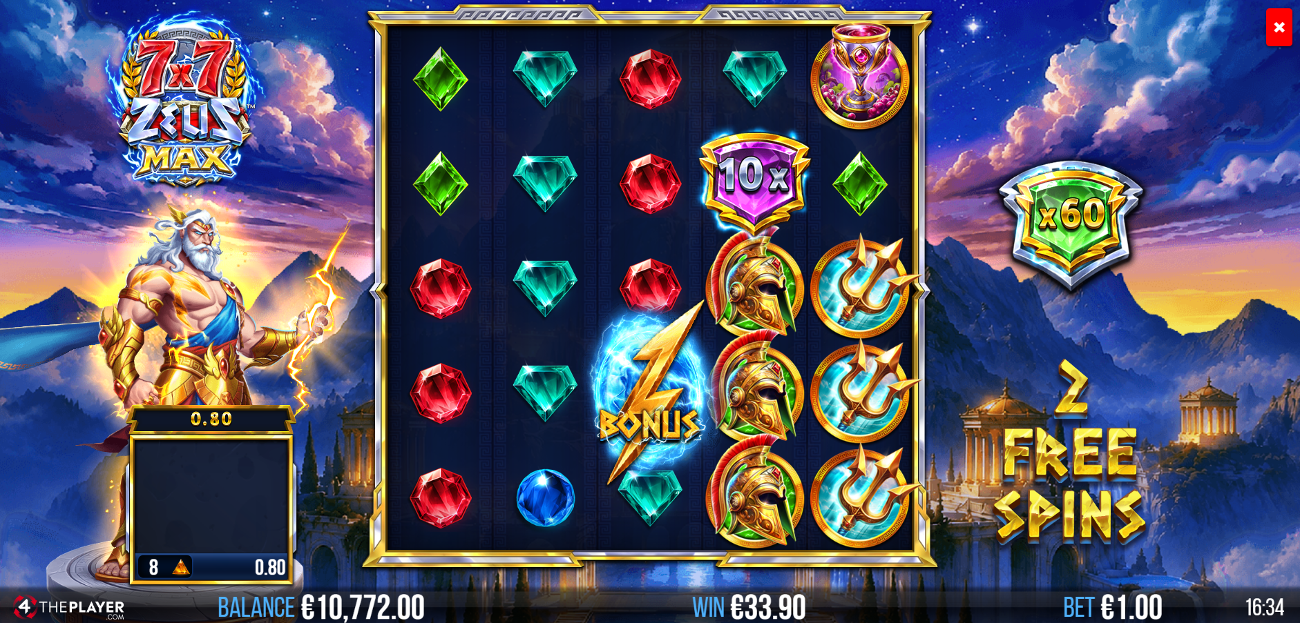 7x7 Zeus Max Free Spins play