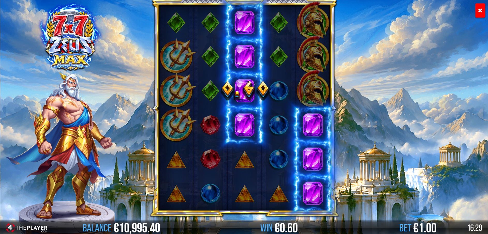 7x7 Zeus Max Scatter Pays mechanic