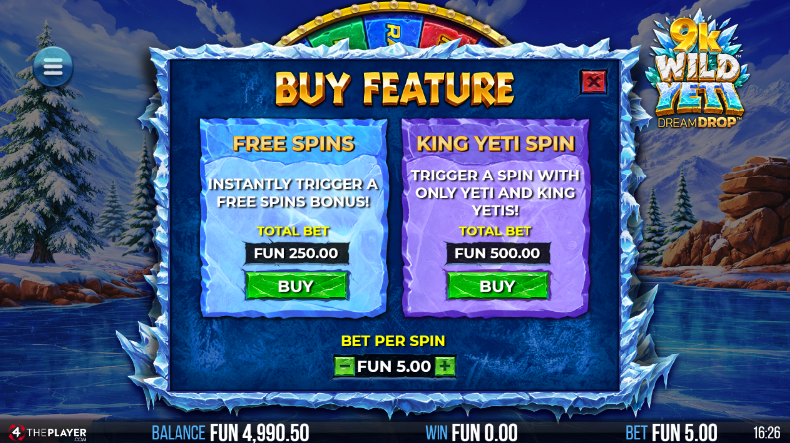 9K Wild Yeti Dream Drop Bonus Buy Options