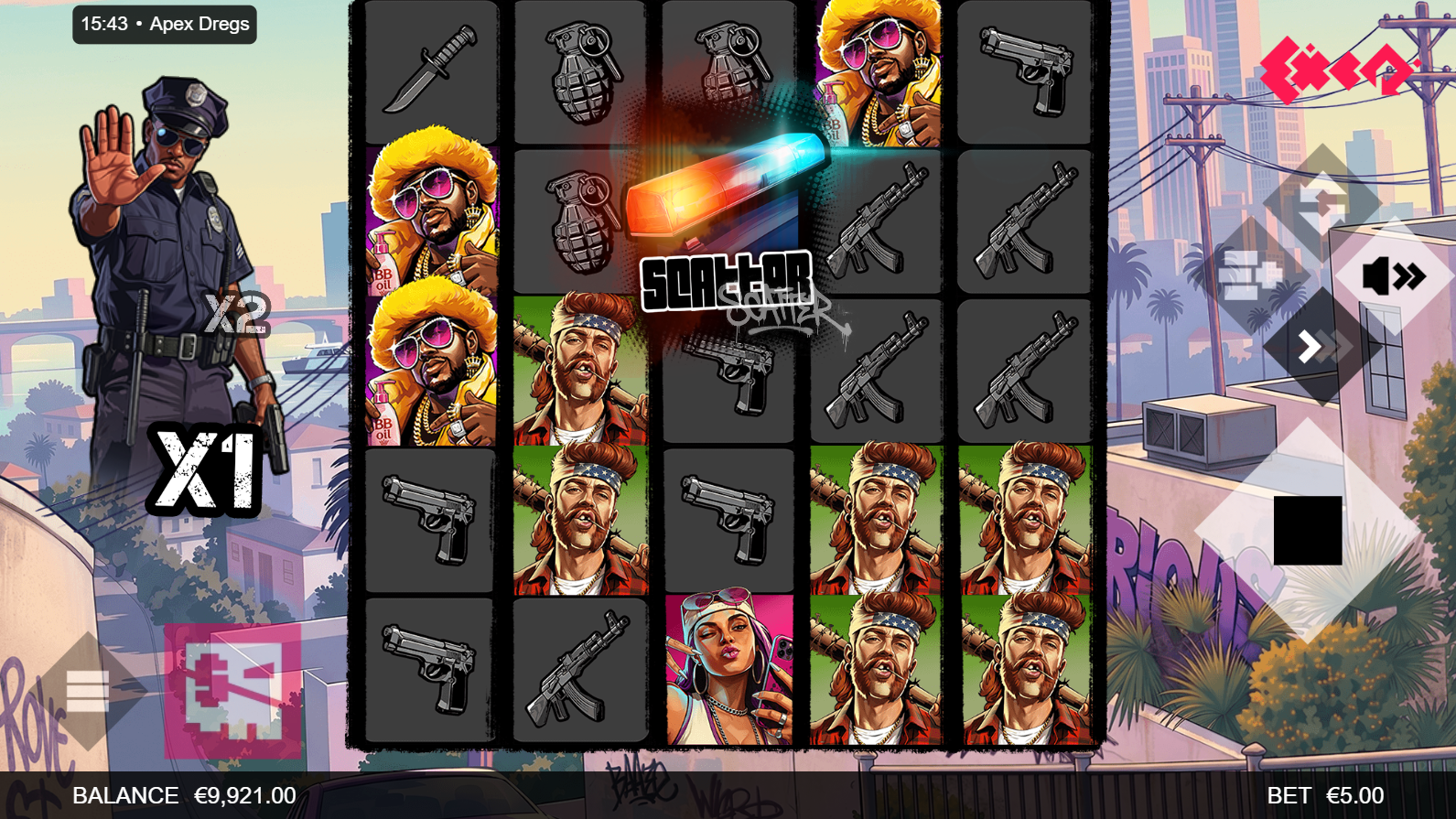 Apex Dregs base game - 5x5 reel grid