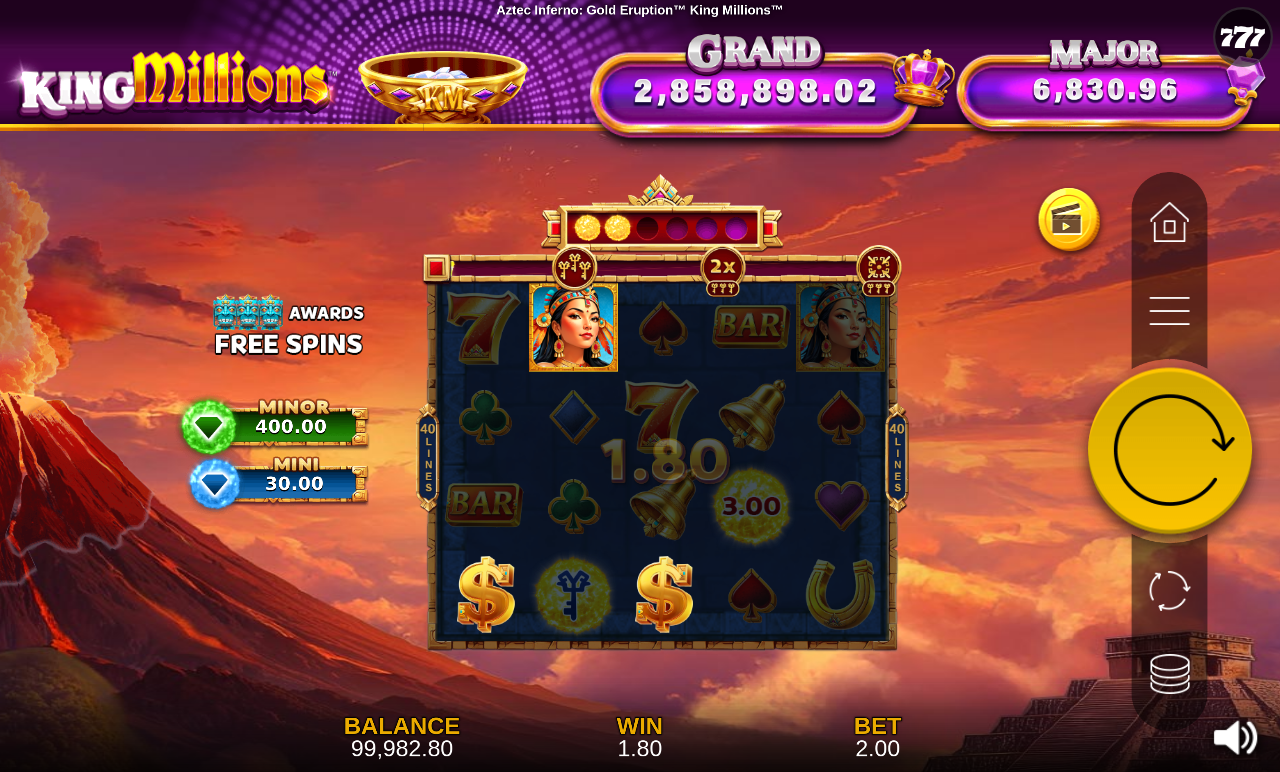Aztec Inferno: Gold Eruption King Millions gameplay