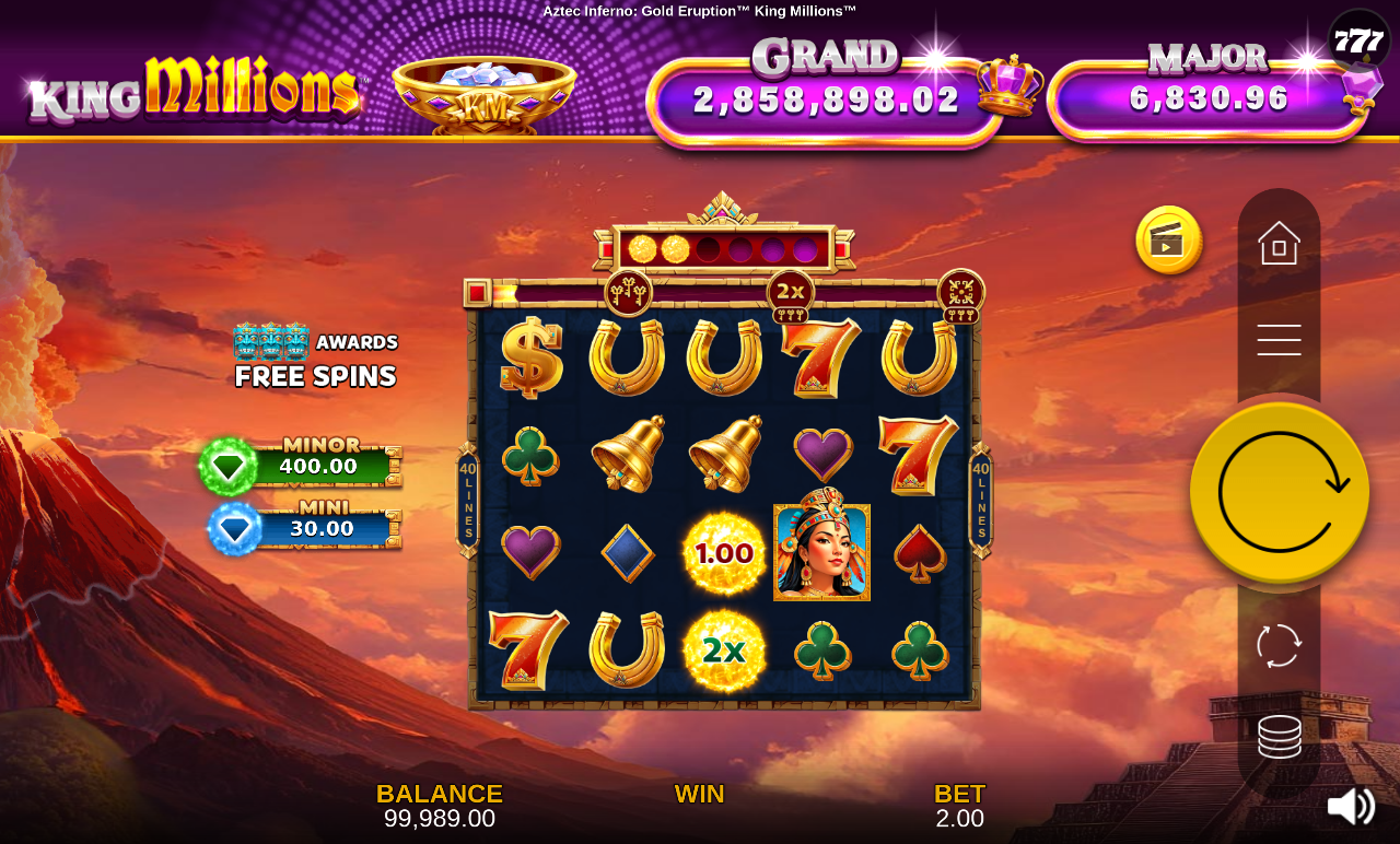 Aztec Inferno: Gold Eruption King Millions base game