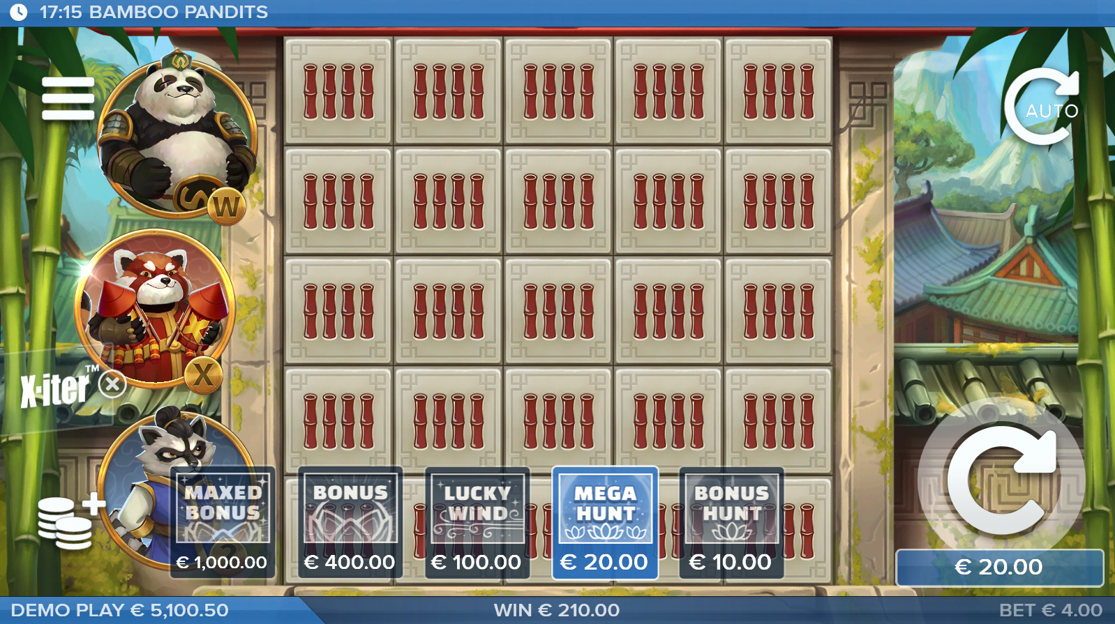 Bamboo Pandits Mega Bonus Hunt spin