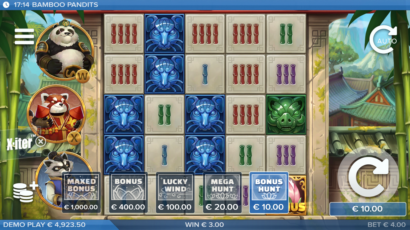 Bamboo Pandits X-iter bonus buy menu