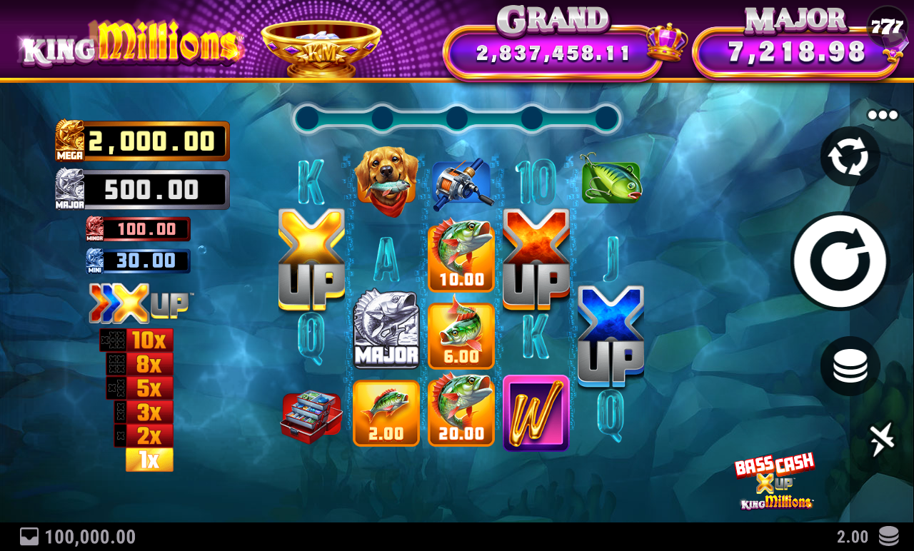 Bass Cash X UP King Millions base game