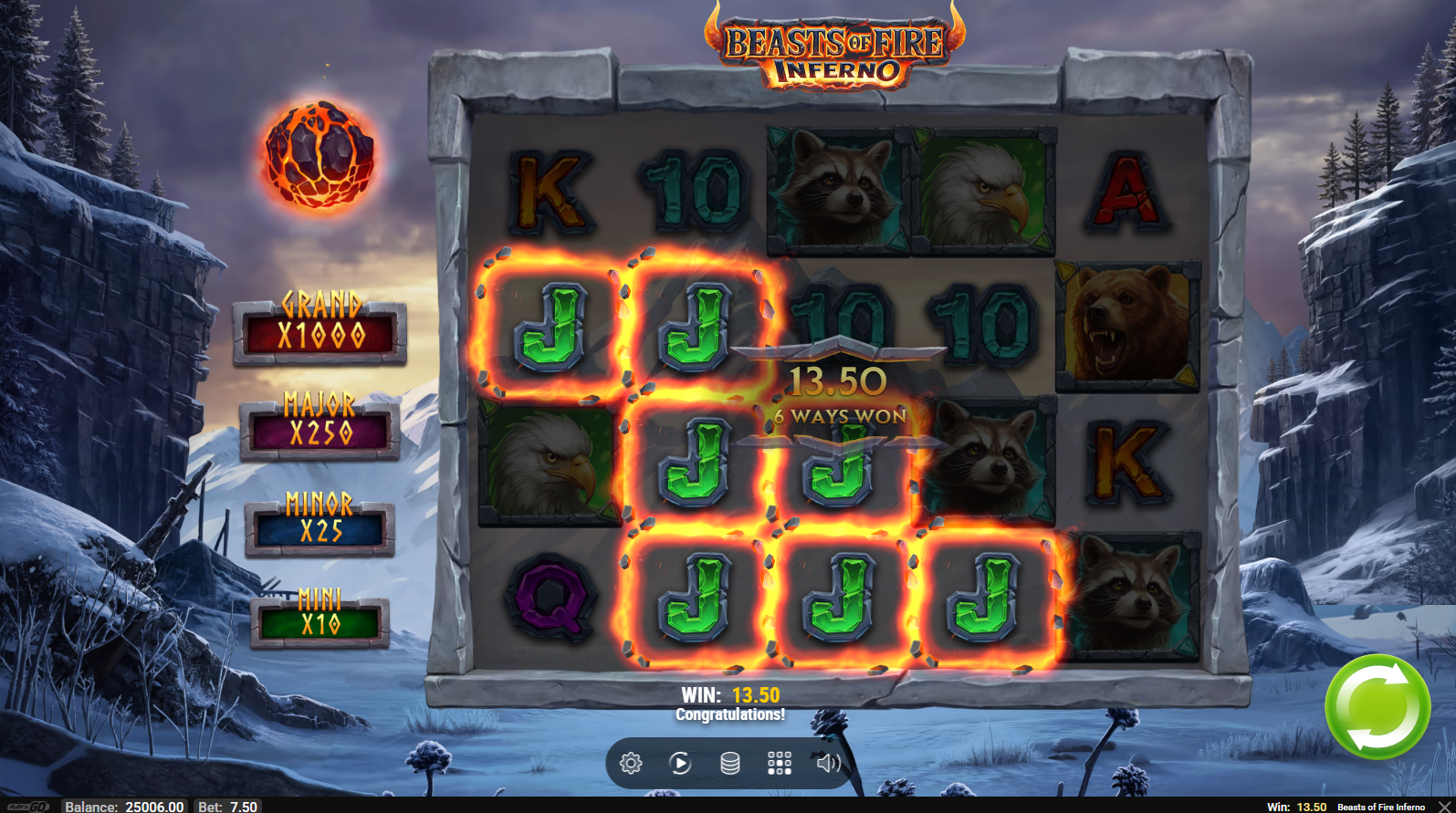 Beasts Of Fire Inferno slot base game