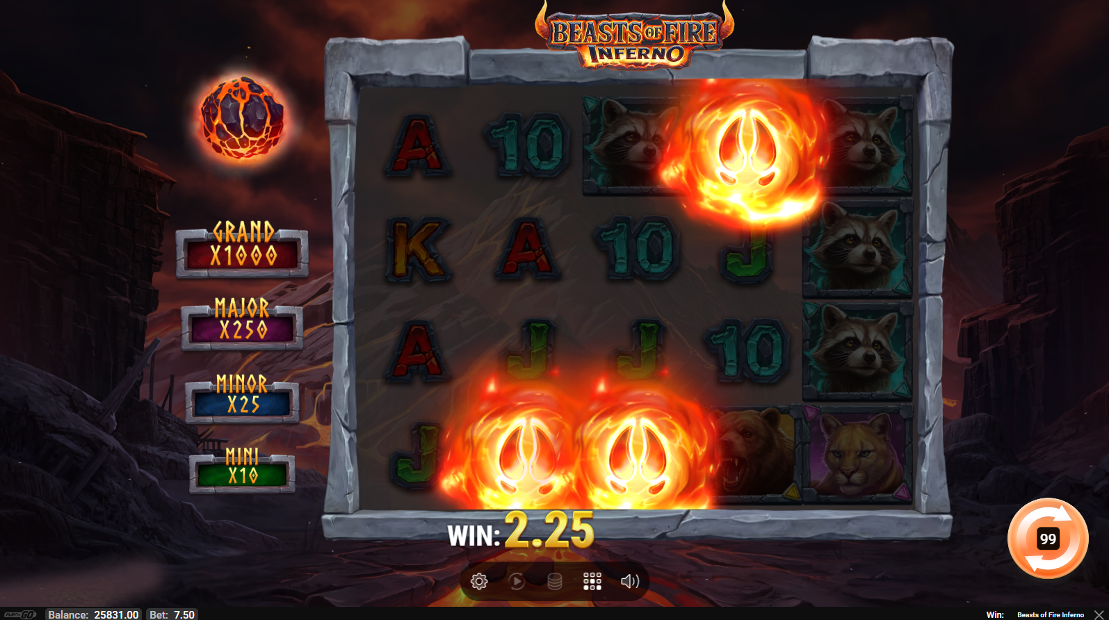 Beasts Of Fire Inferno fire ball scatter symbols