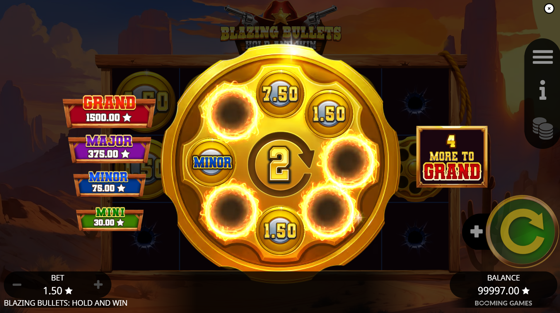 Blazing Bullets Hold and Win - Blazing Bullets Bonus feature