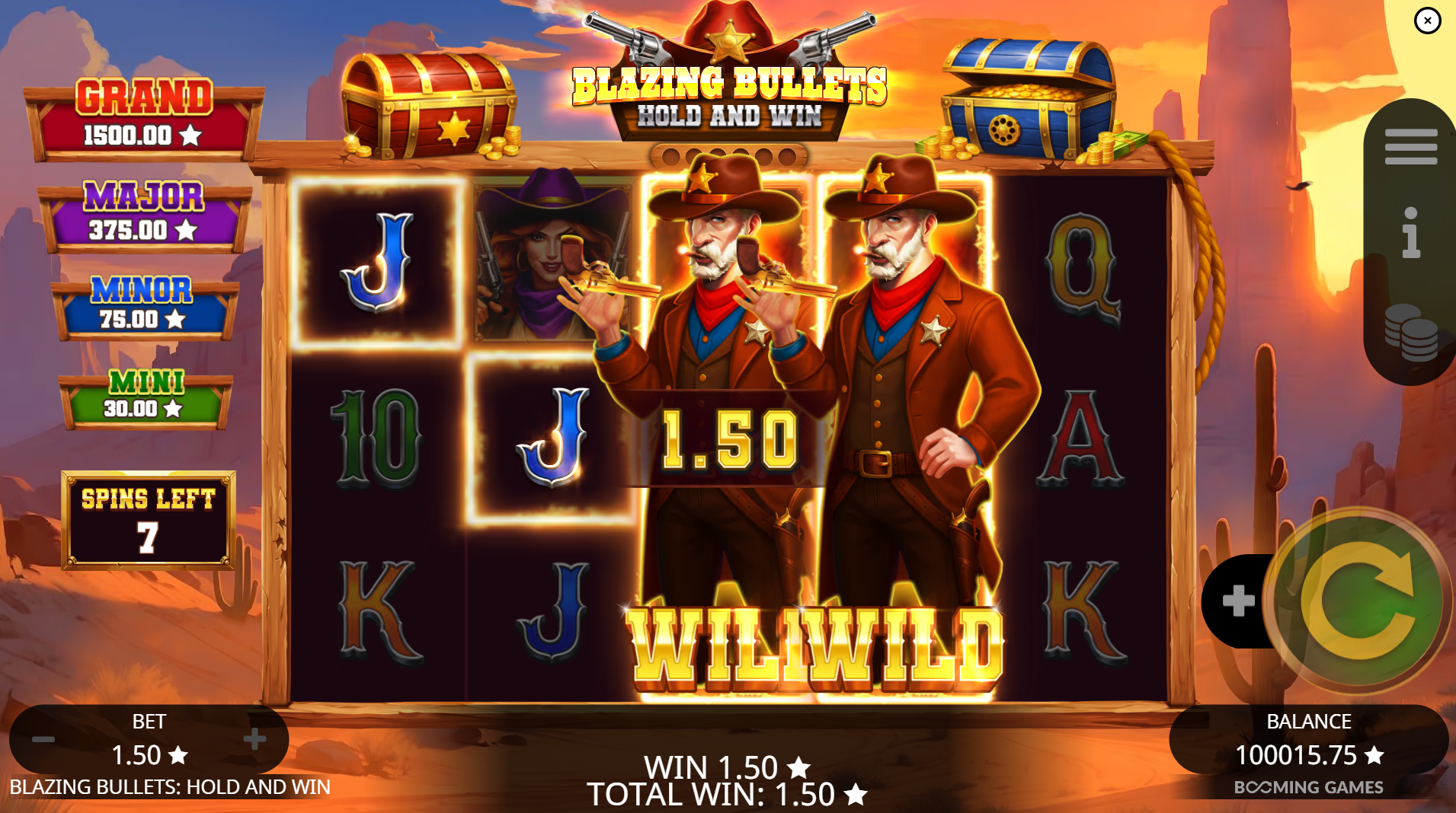Blazing Bullets Hold and Win - Free Spins with Expanding Wilds